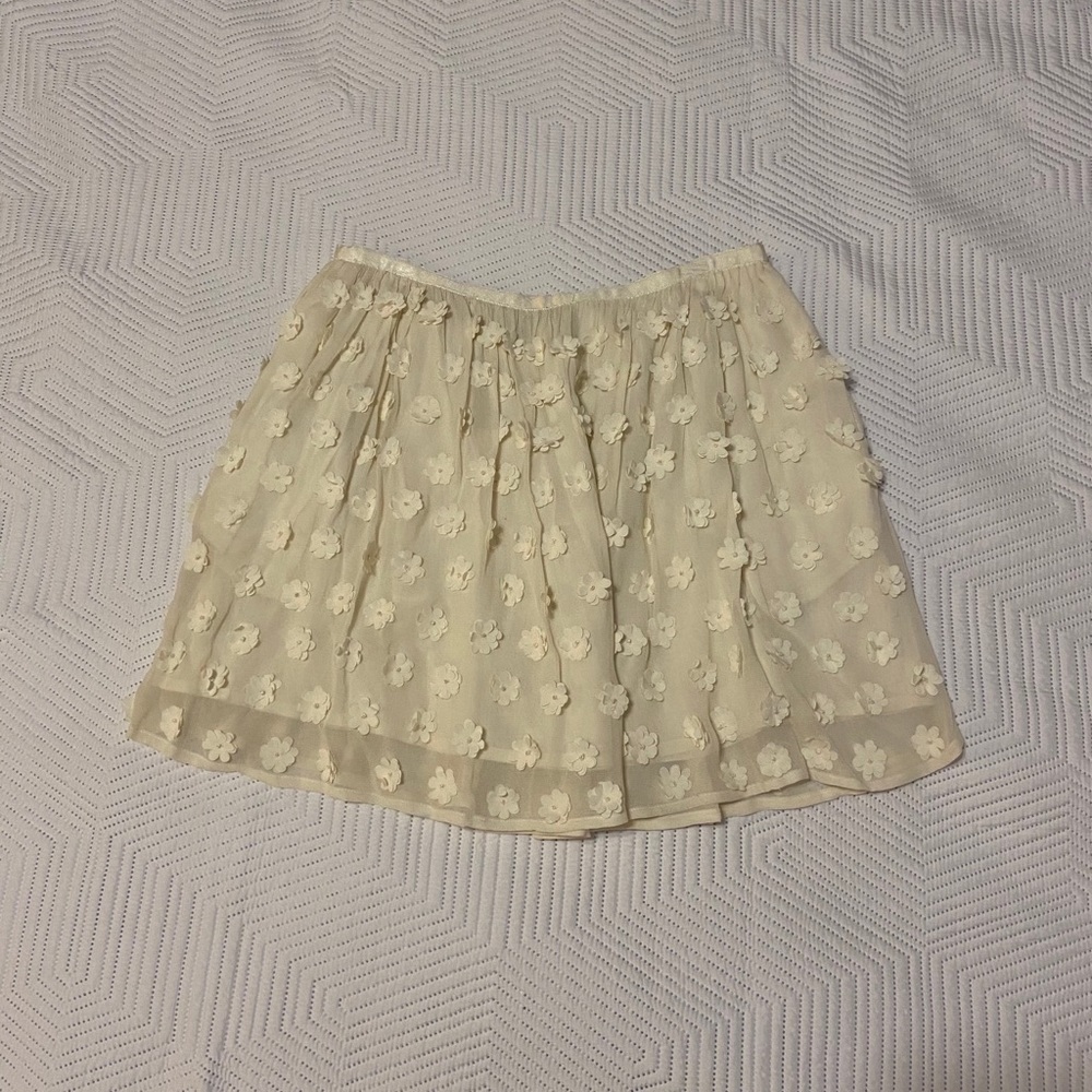 Topshop cream mini skirt with floral appliqués